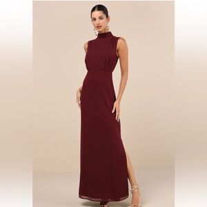 Lulus Elegant Sleeveless Burgundy Dress